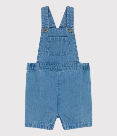 Salopette courte bébé en denim léger