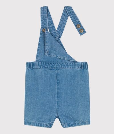 Salopette courte bébé en denim léger