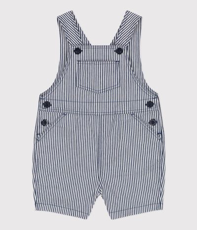 Salopette courte bébé en toile rayée