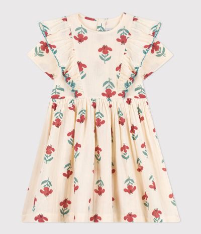 Robe fleurie en gaze de coton enfant fille