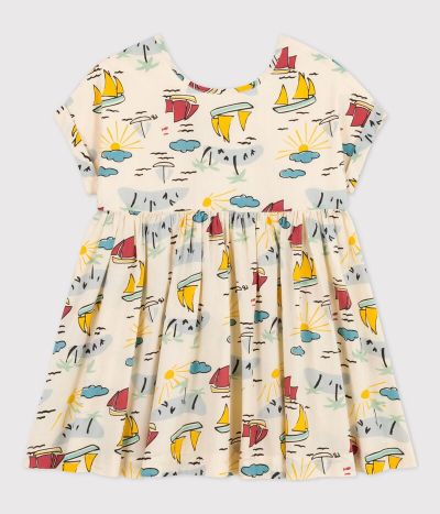 Robe manches courtes en popeline enfant fille