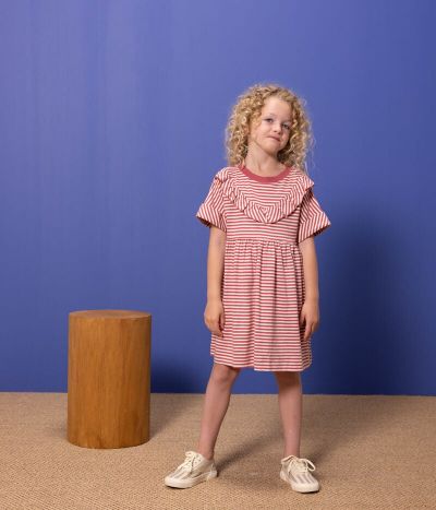 Robe rayée en jersey flammé enfant fille