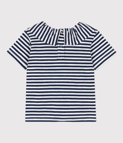 Blouse manches courtes bébé en jersey flammé rayé