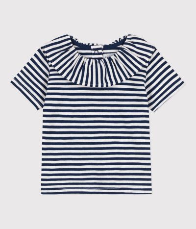 Blouse manches courtes bébé en jersey flammé rayé