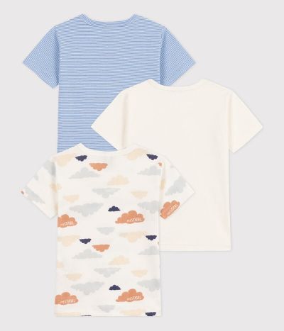 Lot de 3 tee-shirts manches courtes nuages en coton petit garçon