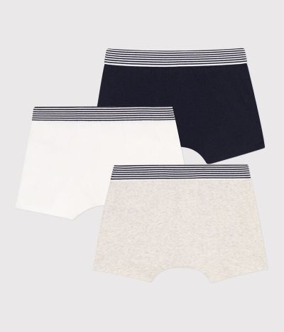 Lot de 3 boxers unis en coton petit garçon