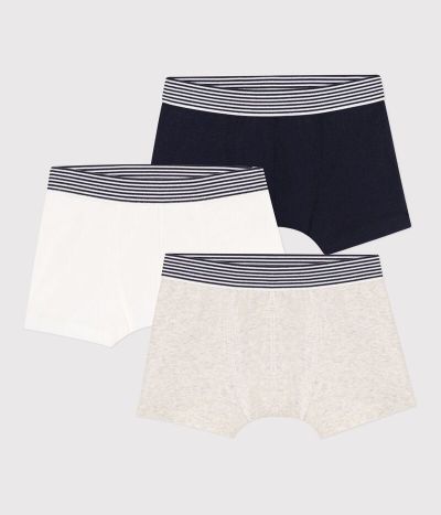 Lot de 3 boxers unis en coton petit garçon