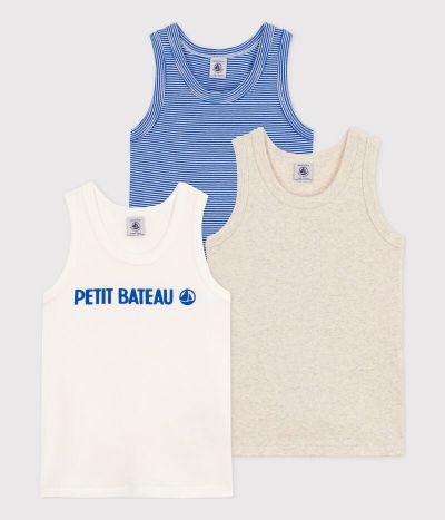 Lot de 3 débardeurs Petit Bateau en coton petit garçon