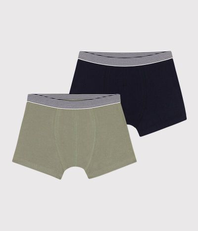 Lot de 2 boxers unis en coton et élasthanne garçon