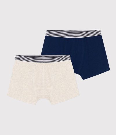 Lot de 2 boxers unis en coton et élasthanne garçon