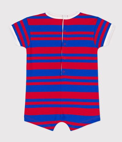 Combinaison courte bébé en jersey rayé