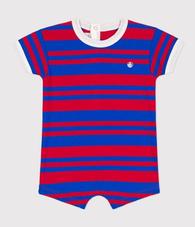 Combinaison courte bébé en jersey rayé
