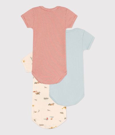 Lot de 3 bodies manches courtes animaux en coton