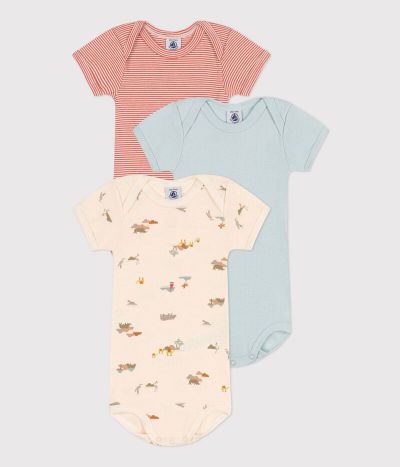 Lot de 3 bodies manches courtes animaux en coton