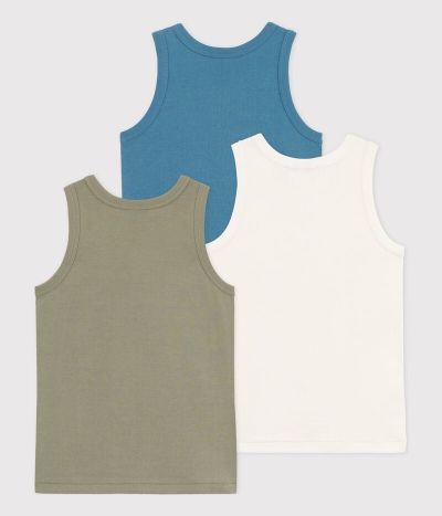 Lot de 3 débardeurs unis en coton petit garçon