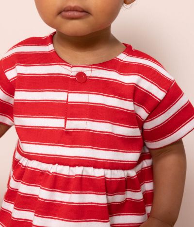 Robe manches courte bébé en jersey épais rayé