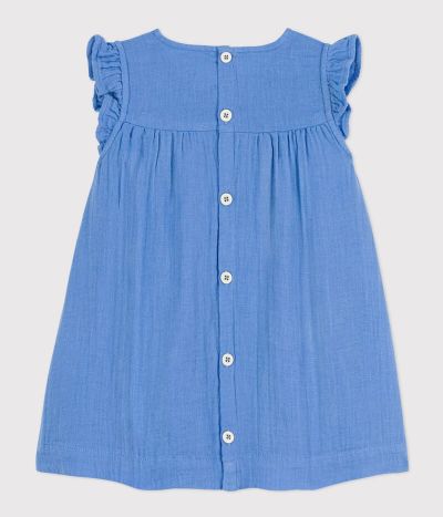 Robe sans manche bébé en gaze de coton unie