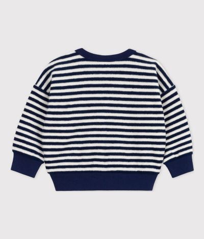 Sweatshirt bébé en bouclette éponge rayée