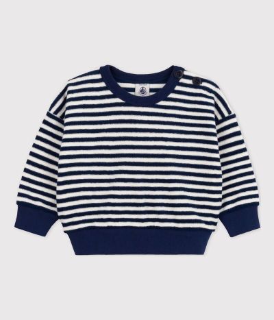 Sweatshirt bébé en bouclette éponge rayée