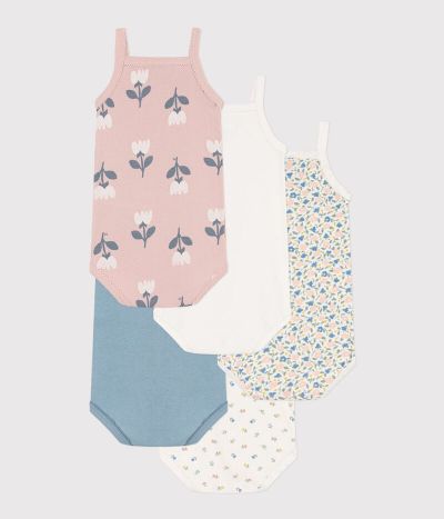 Lot de 5 bodies bretelles fleurs en coton
