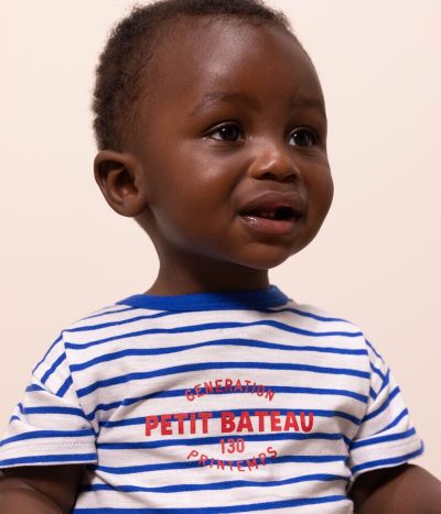 Tee-shirt manches courtes bébé rayé en coton