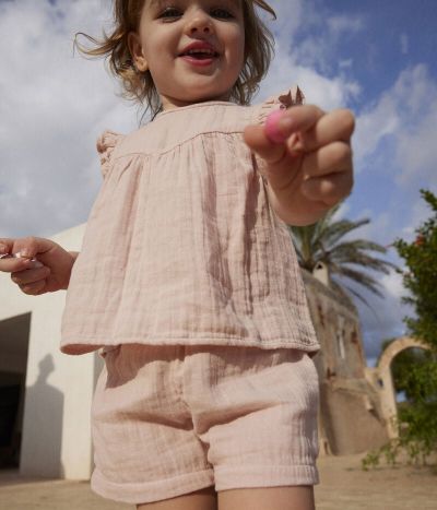 Ensemble bébé en gaze de coton unie