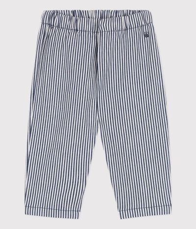 Pantalon bébé en toile rayée