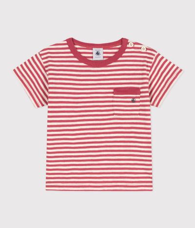 Tee-shirt manches courtes bébé en jersey flammé rayé