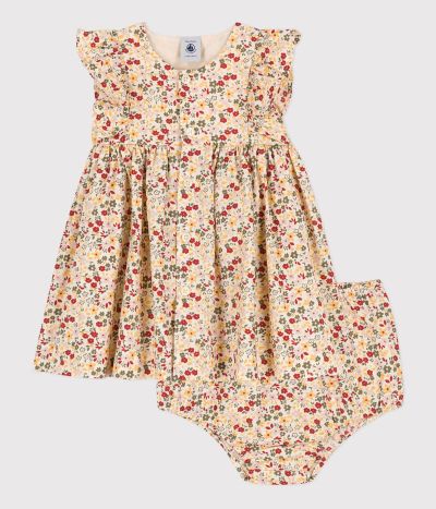 Robe sans manche bébé avec bloomer en popeline