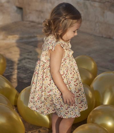 Robe sans manche bébé avec bloomer en popeline