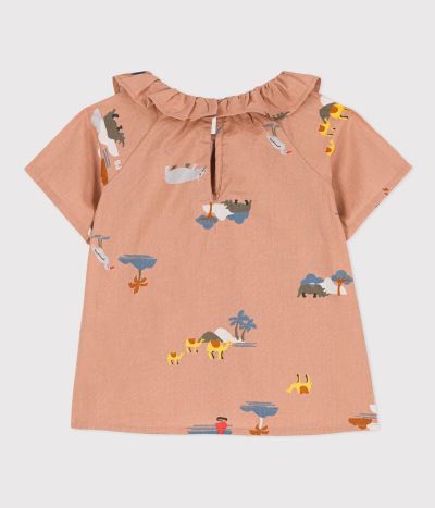 Blouse manches courtes bébé en popeline imprimée