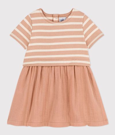 Robe manches courtes bébé bi-matière