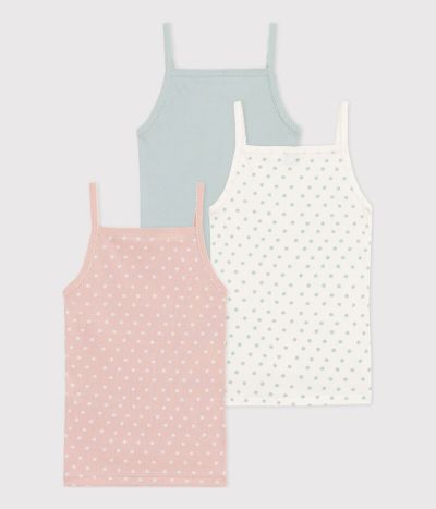 Lot de 3 chemises à bretelles à pois en coton petite fille
