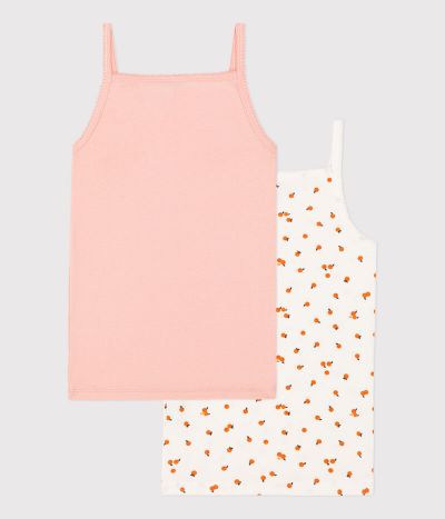 Lot de 2 chemises à bretelles orangettes en coton petite fille