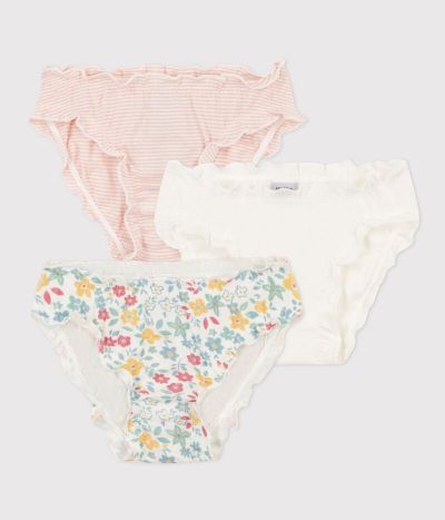 Lot de 3 culottes fleurs en coton petite fille