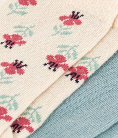 Lot de 2 paires de chaussettes fleurs en jersey de coton enfants