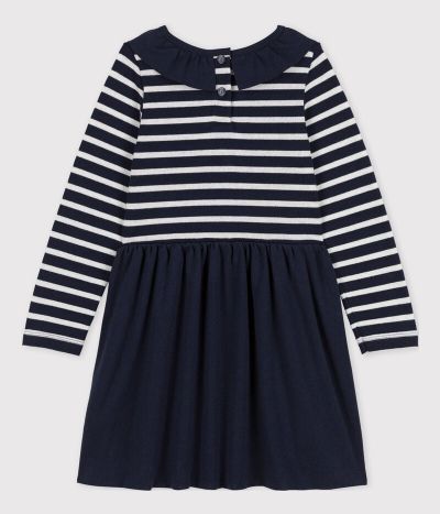 Robe manches longues bimatière enfant fille