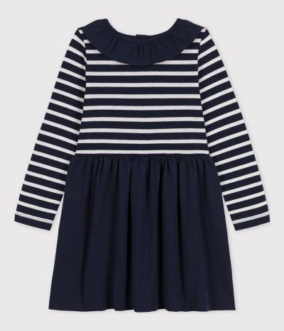 Robe manches longues bimatière enfant fille