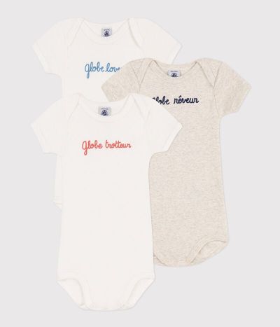 Lot de 3 bodies manches courtes globetrotteur en coton