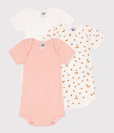 Lot de 3 bodies manches courtes oranges en coton