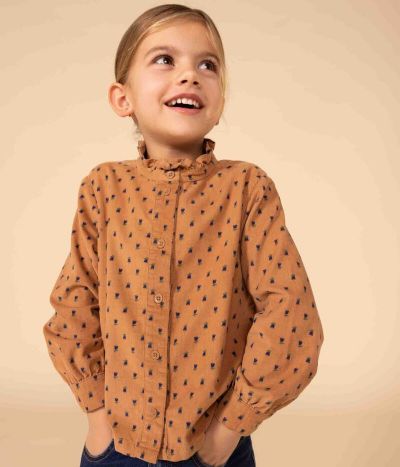 Blouse en velours fin fleuri enfant fille