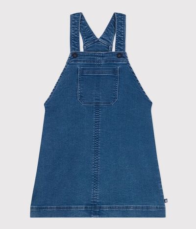 Robe salopette en denim effet molleton enfant fille