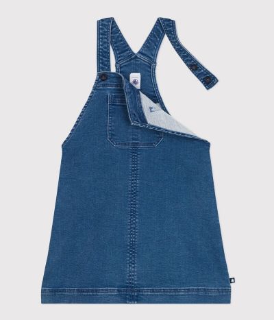 Robe salopette en denim effet molleton enfant fille