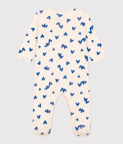 Pyjama bébé coeur bleu en coton