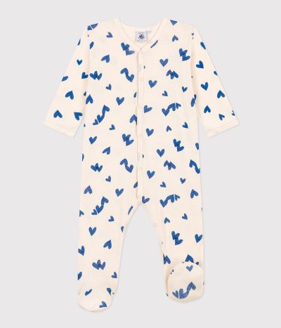 Pyjama bébé coeur bleu en coton