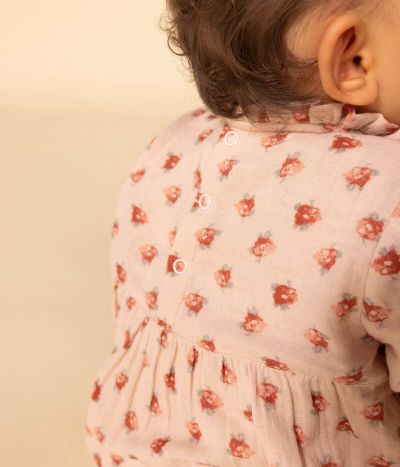 Robe manches longues en gaze de coton bébé