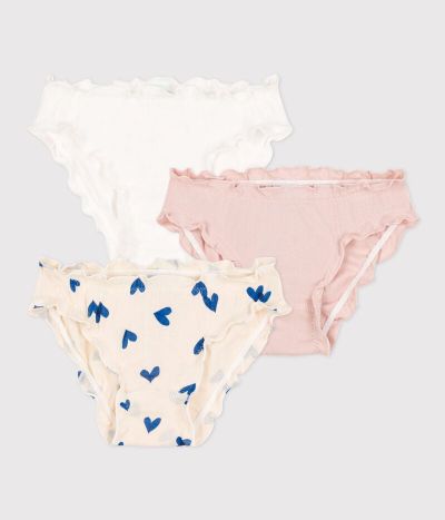 Lot de 3 culottes cœur en coton petite fille