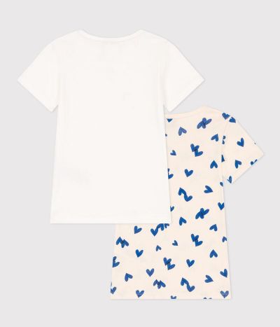 Lot de 2 tee shirts manches courtes cœur en coton petite fille