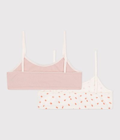 Lot de 2 brassières fleur en coton et élasthanne petite fille