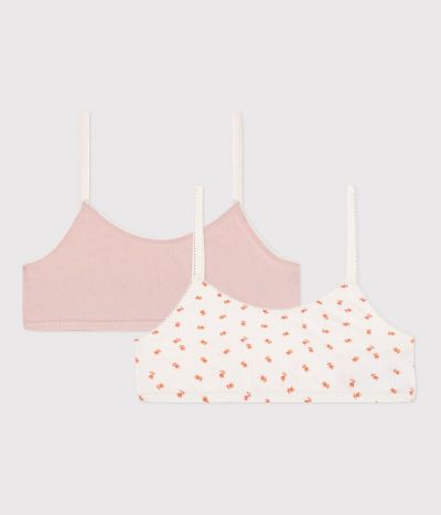 Lot de 2 brassières fleur en coton et élasthanne petite fille